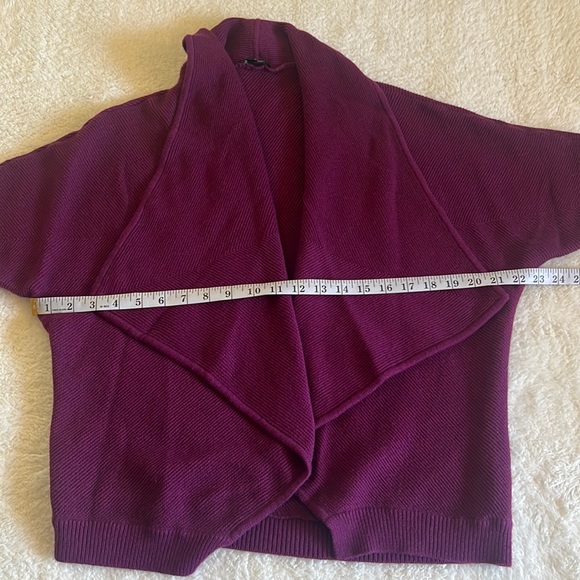 Theory Nisa Cashcotton Open Front Cardigan Plum Purple Petite P/TP - Picture 4 of 10